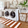 thumbnail image 6 of Burnt Orange Stripe 2 Pieces Non-Slip Kitchen Mat Set Farmhouse Striped Abstract Art Soft Door Mat with Rubber Backing,Dirtproof Rugs for Entrance Doorway 19.7x31.5in+19.7x63in, 6 of 9