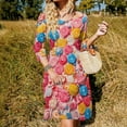 thumbnail image 3 of Pastel Rainbow Lollipop Women's Fall Dresses Casual Loose Flowy Swing Shift Dress, 3 of 9