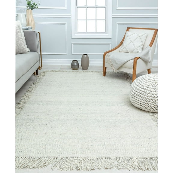 Rugs America NN10A Seashell Solid Casual White Area Rug, 8'0"x10'0"