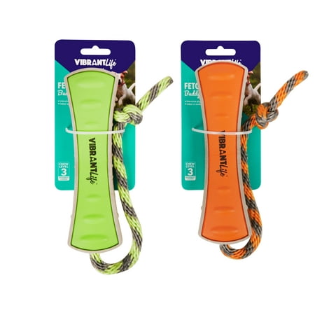- Vibrant Life Fetch Buddy Stick and Rope Dog Toy, Chew Level 3, Assorted Color May Vary