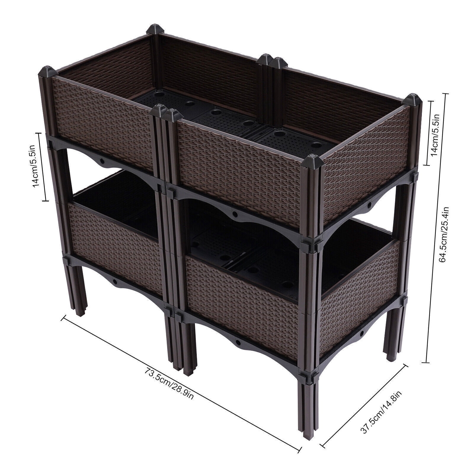 4PCS Raised Garden Bed with Legs Outdoor Indoor Elevated Garden Self-Watering Plastic Planter for Gardening Vegetables Fruits Flowers