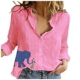 thumbnail image 2 of Conairie Womens Linen Shirts Long Sleeve Regular Fit Collar Button Down Shirts Solid Breathable Soft Summer Outfits Clothes 2026 Beach Pink XXL, 2 of 4