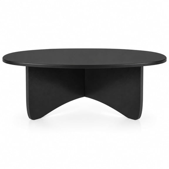 Airfind Oval Coffee Table Mid Century Modern Accent Table Low Profile Wooden Center Table, 35.5" x 21.5" x 15"Weight Footprint, Black