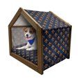 thumbnail image 1 of Fleur De Lis Pet House, Floral Pattern with Pointed Buds and Curved Leaves Western Motifs, Outdoor & Indoor Portable Dog Kennel with Pillow and Cover, 5 Sizes, Indigo Orange, by Ambesonne, 1 of 5