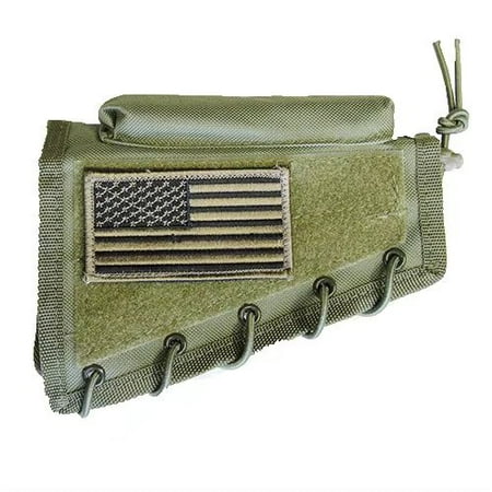 TACBRO GREEN Color Cheek Rest With PATRIOT USA FLAG Morale Patch Fits Remington 870 1100 11-87