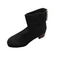 thumbnail image 2 of Viluyesy Womens Mid-Calf Boots, Pointed Toe Chunky Heels Back Zipper Fashion Suede Dress Boots Black, 2 of 8