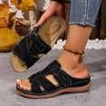 thumbnail image 5 of Dakaela Sandals for Women with Comfortable Arch Support Summer Beach Orthotic Slippers Low Wedge Slip on Walking Shoes Indoor Outdoor Black 9, 5 of 9