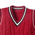 thumbnail image 3 of WhouRiu Boy's Sweater V Neck Sleeveless Ribbed Knit Sweater Kids Warm Soft School Fall Winter Sweaters Red,Sized 1-2, 3 of 3