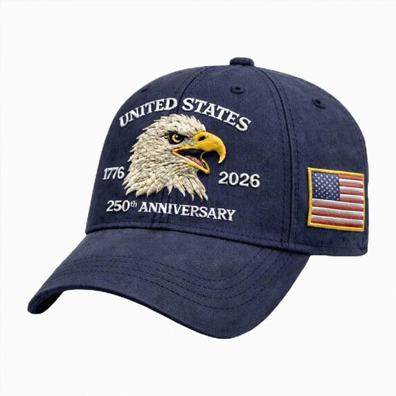 NIEWTR Country Hat 250th Anniversary USA Eagle Embroidered Baseball Cap for Men Women Adjustable Patriotic Hat 1776-2026 Freedom(A-Navy,One Size)