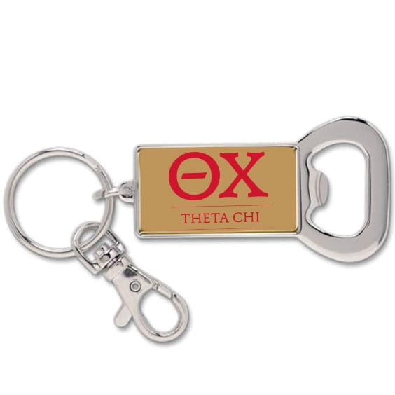 Theta Chi Fraternity Keychain - Flat Bottle Opener with Greek Letters and Fraternity Name in Official Colors, Theta Chi Keyring