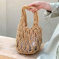 thumbnail image 3 of Kukuzhu New Straw Bag Cotton Thread Woven Bag Portable Net Bag Casual Bucket Handbag Summer Beach Purse for Women/Girls, 3 of 7