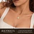 thumbnail image 6 of JeenMata Lab Grown Diamond 1 Carat Round Cut Double Halo Pendant Necklace in 18K Yellow Gold Plating for Women, 6 of 8