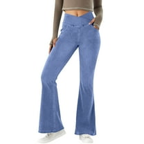 Jeggings for Women Tummy Control Pull On Stretchy Jeans Butt Lifting High Waisted Crossover Skinny Jeans with Pockets