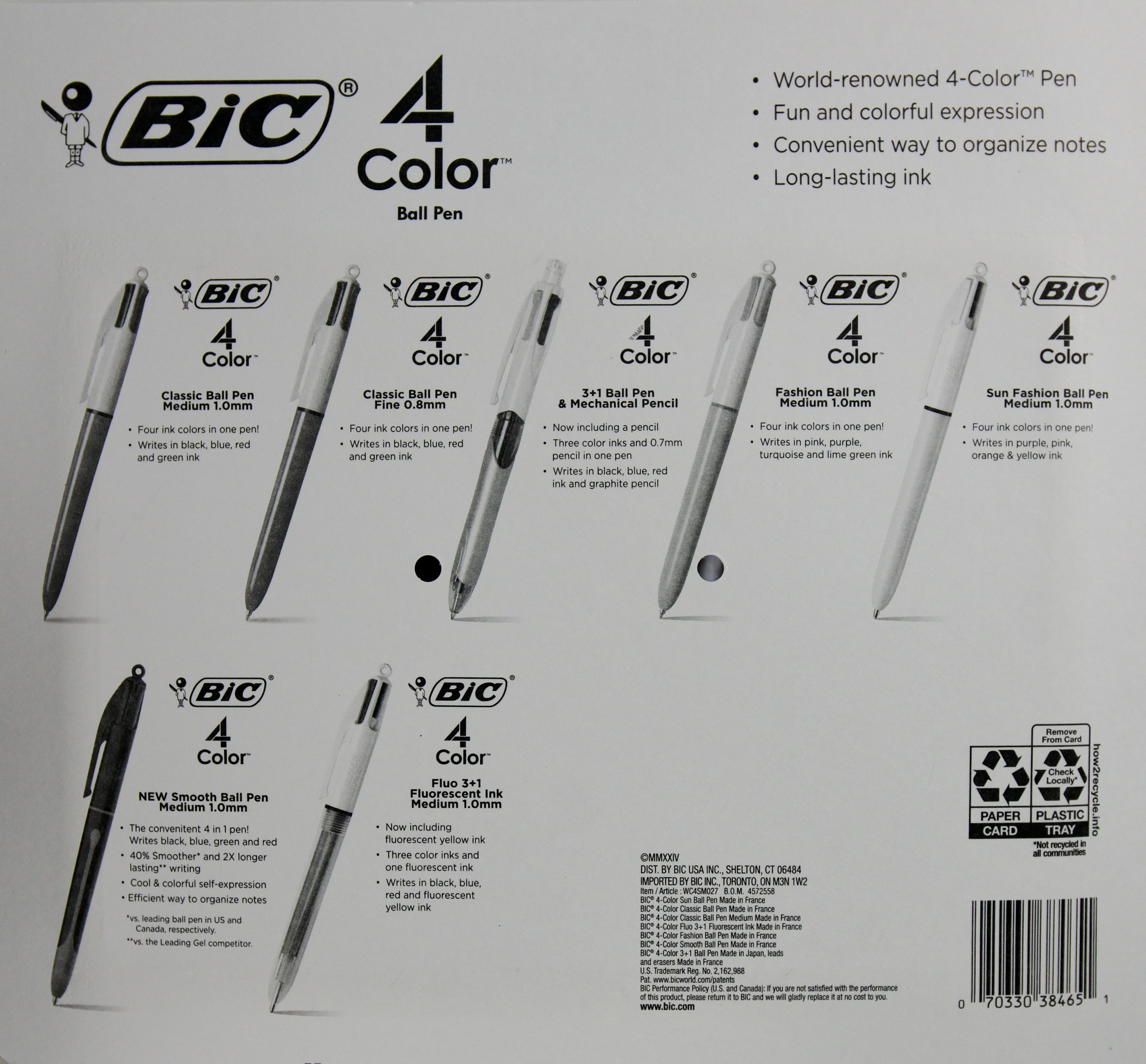BIC 4-Color Retractable Ballpoint Pens, Variety Pack, 7 Count