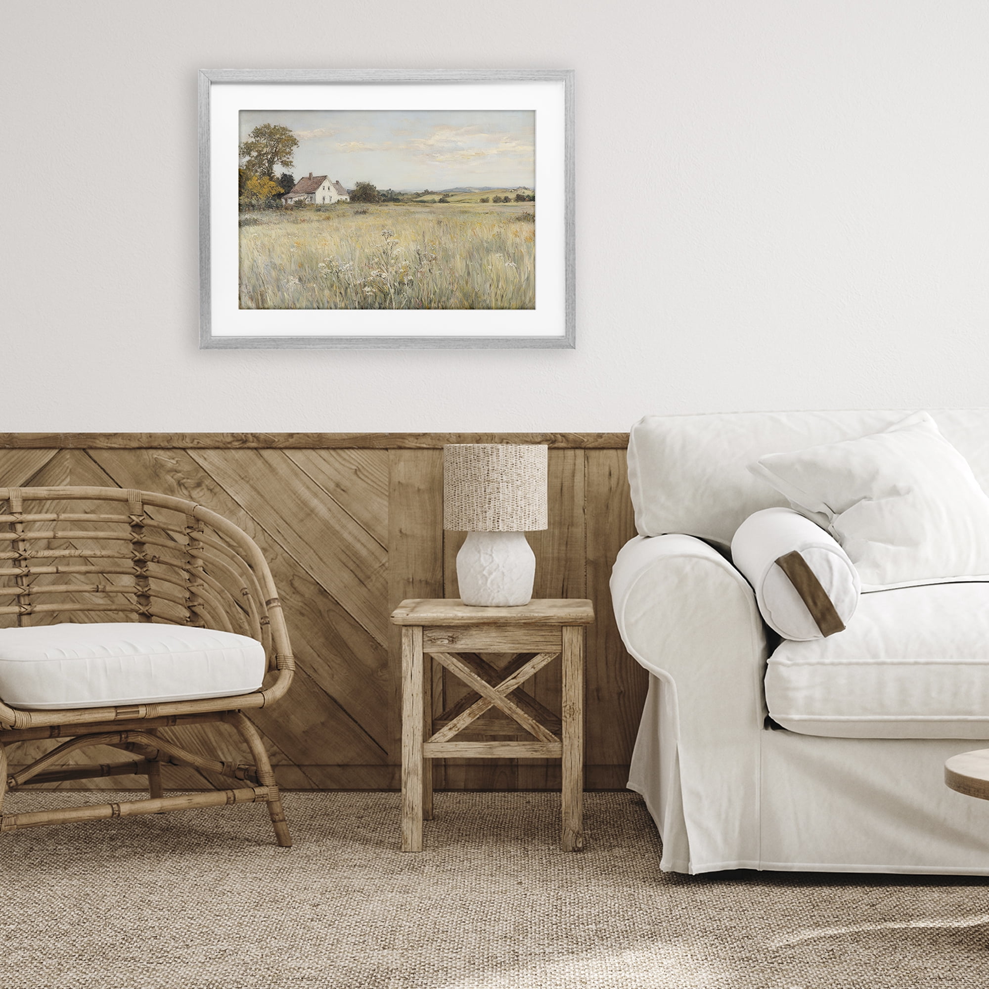 Stupell Industries Country Living in Golden Meadow Gray Framed Print Under Glass, design by Petal Prints Design