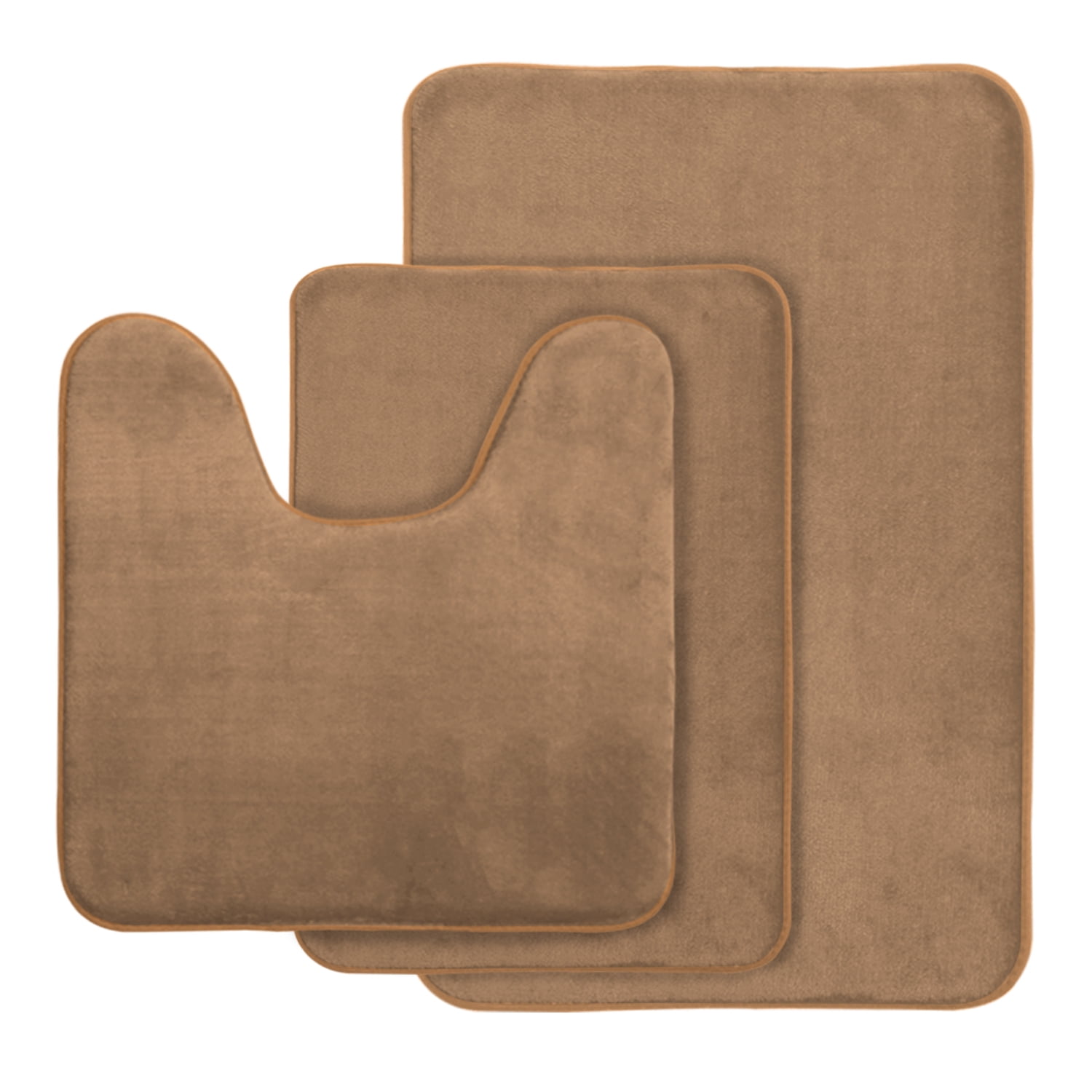 AOACreations Memory Foam Bath Rug, Bathroom Mat Set of 3 Pcs, Light ...