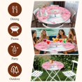 thumbnail image 7 of Pink Snowman Christmas Round Tablecloth, Fitted Table Cover with Elastic for 45"-54" Round Tables, Xmas Balls Snowflake Table Cloth Outdoor Indoor Dinning Party Waterproof Tablecloths, 7 of 7