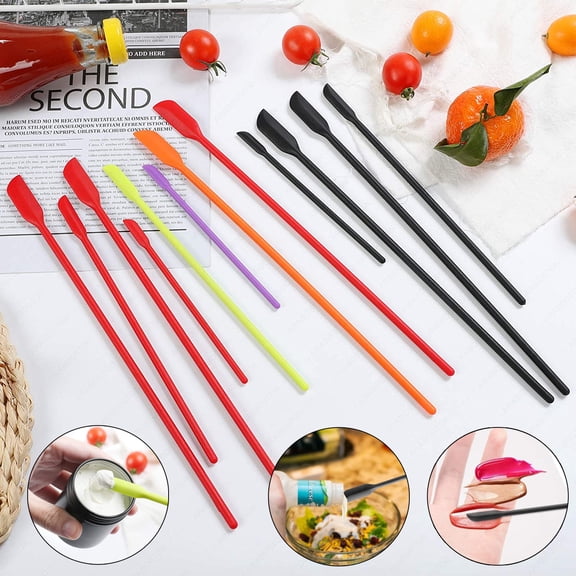 Sunjoy Tech 4pcs Mini Silicone Spatula Set, 3 Size Makeup Spatula Small Rubber Spatula for Thin Jar Skinny Openings Bottles, Tiny Scraper for Kitchen and Cosmetic Scraping Mixing Sampling Tools