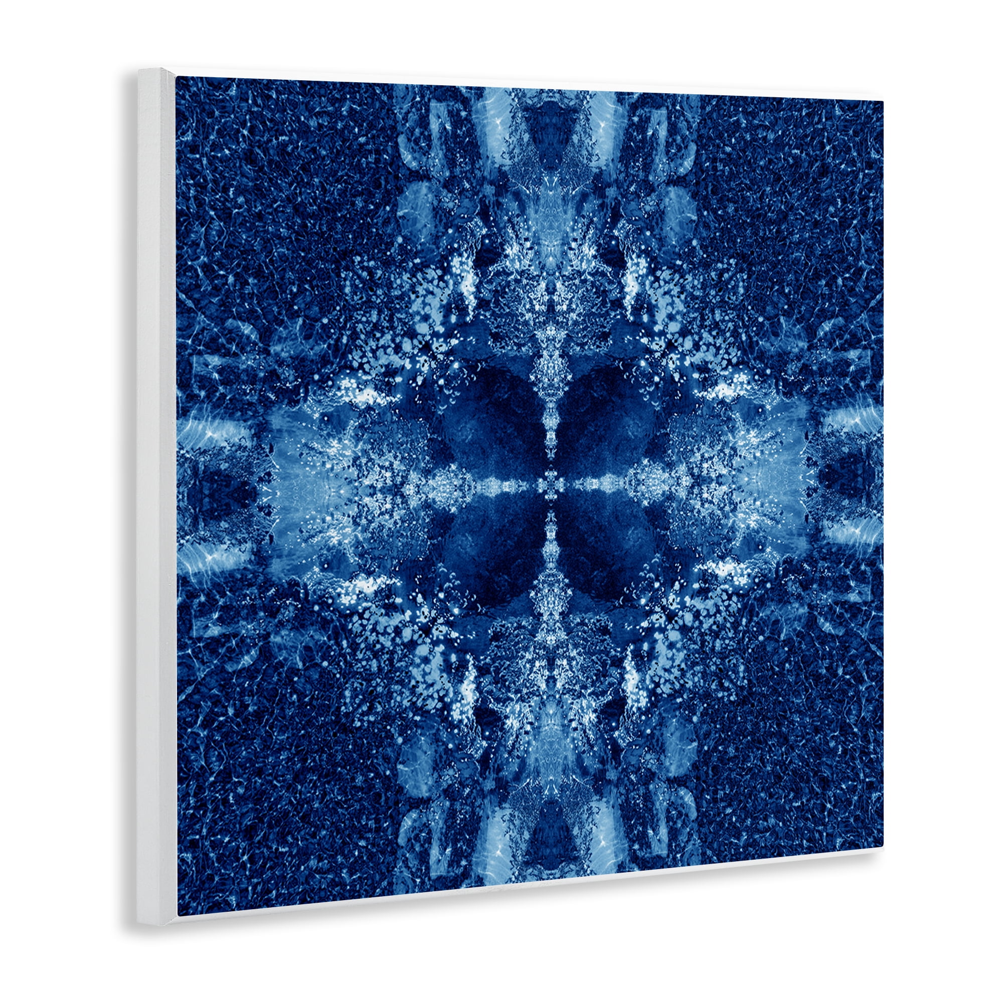 Stupell Industries Blue Detailed Symmetry Abstract Painting Unframed Art Print Wall Art, 12 x 12