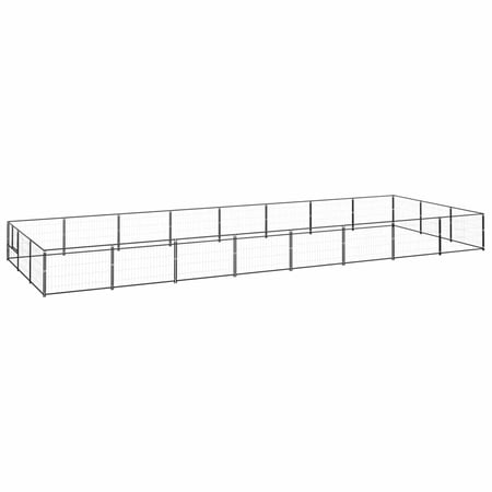 Anself Dog Kennel with Door Steel Wire Mesh Sidewalls Fence Lockable Pet Playpen Dog Exercise Cage Black for Outdoor 315 x 118.1 x 27.6 Inches (L x W x H)