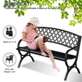 thumbnail image 7 of BCBYou Outdoor Steel Bench Patio Garden Yard Bench with Armrests Metal Frame Furniture  Lawn Seating Black, 7 of 7