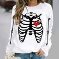 thumbnail image 6 of Neewe Women's Halloween Skeleton Printed Casual Crew Neck Sweatshirt Loose Soft Long Sleeve Pullover Tops, 6 of 6