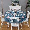thumbnail image 2 of Blue Christmas Snowman Pattern Round Tablecloth 60"x60",Wrinkle Wipeable Table Cloth for Kitchen Dining Room Picnic Patio Party, 2 of 6