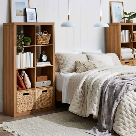 better homes & gardens 8-cube storage organizer, light honey
