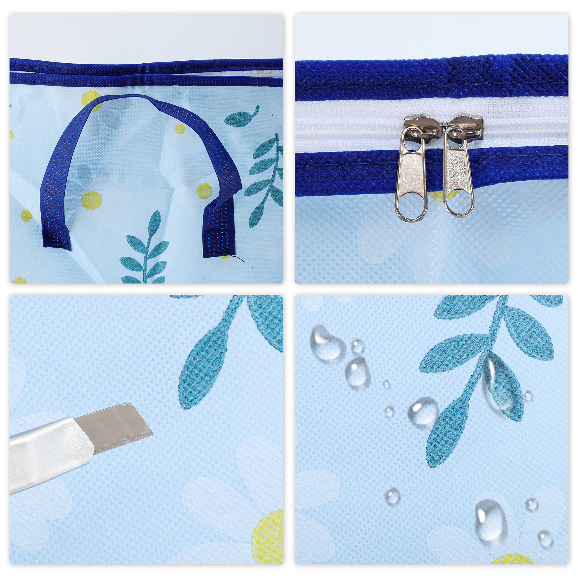 Unique Bargains Daisies Pattern Storage Bag Storage Bins 1 Pc Blue 22.05"x17.72"x22.05"
