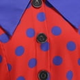 thumbnail image 5 of Karymi Sundress Vintage Polka Dot Swing Midi Dress, Contrast Collar Short Sleeve Button Front Self Bow Waist Retro Hepburn Party Sundress Womens Dresses, 5 of 8