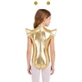 thumbnail image 2 of vastwit Girls Astronaut Leotard Metallic Alien Outfits Outer Space Fighter Bodysuit with Hair Hoop Gold 16, 2 of 7