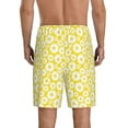 thumbnail image 3 of Kdxio Daisies Flowers Print Mens Sleep Shorts Bottoms Soft Comfy Pajama Wear Pants with Drawstring Pockets, 3 of 7