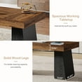 thumbnail image 6 of Fimind 55" Executive Desk, Mid-Century Modern Wood Office Desk, Black & Brown Computer Table Workstation, Home Office Writing Desk or Small Conference Table, 6 of 9