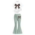 thumbnail image 5 of CAIVO Kids Fashion Girls Casual Outfit Sets Flare Pants And O-Neck Bowknot T-Shirts Tops Coordinated Two Piece Comfy Fashionable Clothes Sets, 5 of 5
