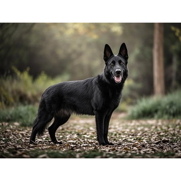 Black German Shepherd Diamond Art 5D Diamond Painting DIY Kits Full Round Drill Bead Gem by Number Mosaic Embroidery Arts and Crafts for Living Room Bedroom Home Wall Decor 12x16 inch / 30x40cm