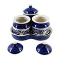 thumbnail image 4 of Homes Ceramic Jars With Lid And Holding Tray Multipurpose Barni For Chutney, Pickle Jar Storage Container, Dining Table Container Set (Pack Of 3, Blue), 4 of 4