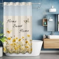 thumbnail image 2 of Spring Yellow Flower No Hook Shower Curtain with Snap in Liner Home Sweet Home Watercolor Floral Butterfly Linen Waterproof Bathroom Shower Curtain with See Through Top Window for Bathtub 54" x 78", 2 of 9