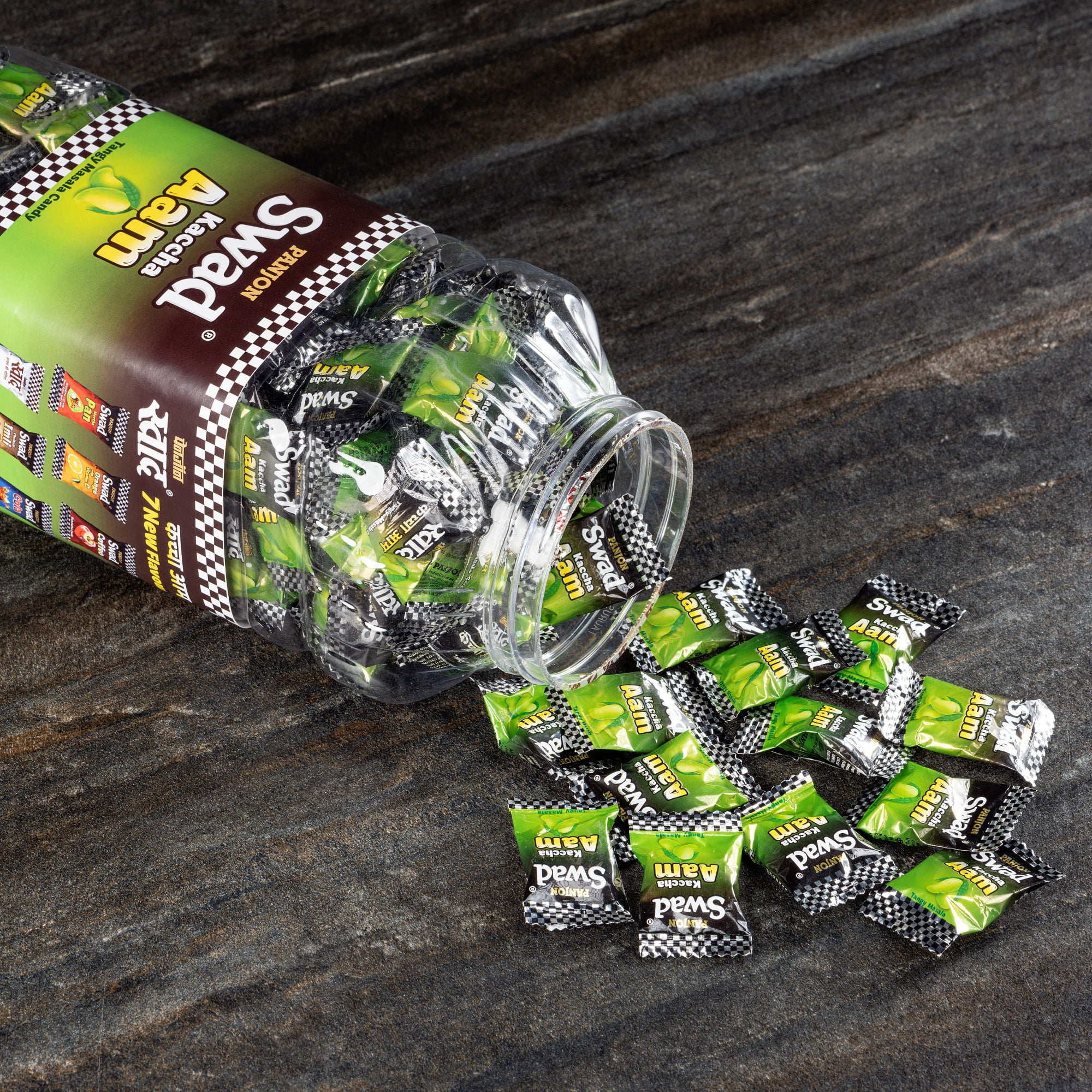 Panjon Swad Kaccha Aam Candy 500g Jar – Raw Mango Flavor Hard Candy | Sweet & Tangy Treat
