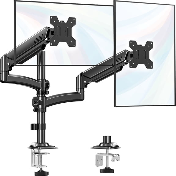MOUNT PRO Freelift Dual Monitor Arm with Adjustable Gas Spring Stand, VESA 75x75/100x100, 4.4-22 lbs, Black