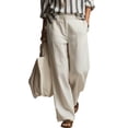thumbnail image 2 of BUIGTTKLOP Cotton Linen Pants for Women,Work Dressy Pants Trousers with Pockets,High Waist Wide Leg Summer Comfy Pants, 2 of 6