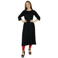 thumbnail image 2 of Bimba Women Rayon Straight Kurta Kurti 3/4 Sleeve Casual Summer Blouse, 2 of 8