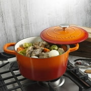 Crock-Pot Artisan 5 Qt Round Cast iron Dutch Oven in SunSet Orange