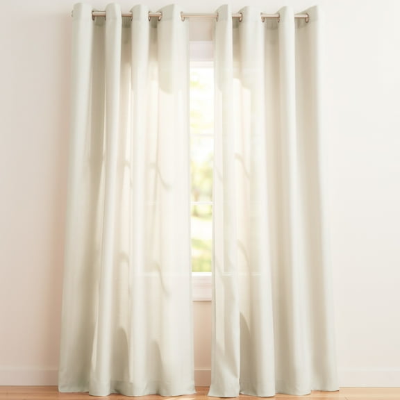 Exclusive Home Curtains Loha Linen Grommet Top Curtain Panel Pair, 54x84, Ivory