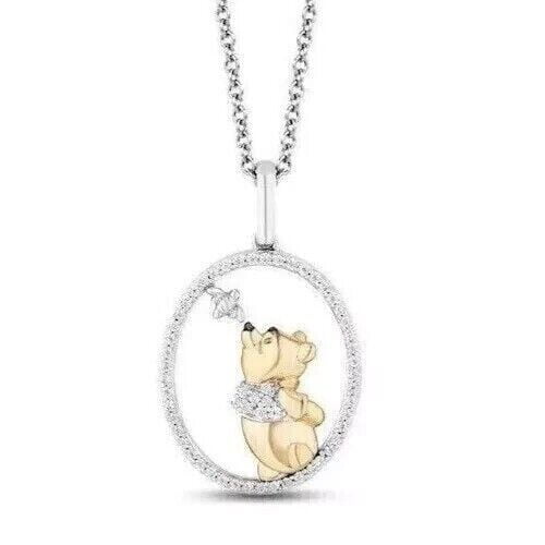 Attarctive 2 Ct Round Cut Cute Women's Pendant 14k Two Tone Gold Plated 925 Silver