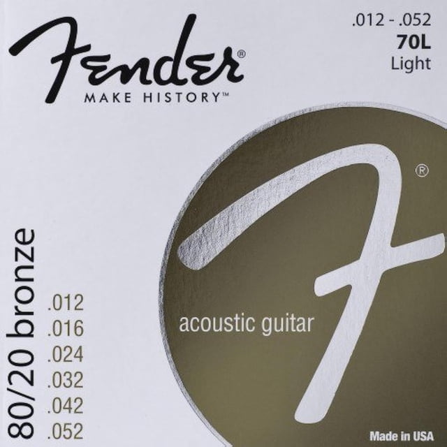 Cuerdas para guitarra acústica Fender 70L 80/20 Bronze Ball End