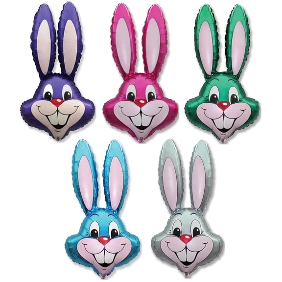 DalvayDelights Rabbit Bunny Balloons, Foil Mylar Easter, (5 Piece)