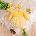 thumbnail image 4 of Atogsazn Toddler Baby Girls Clothes Set Infant Ruffle Long Sleeve Romper Ribbed Tulle Dress with Headband Outfit Orange 6-9 Months Fashion, 4 of 8