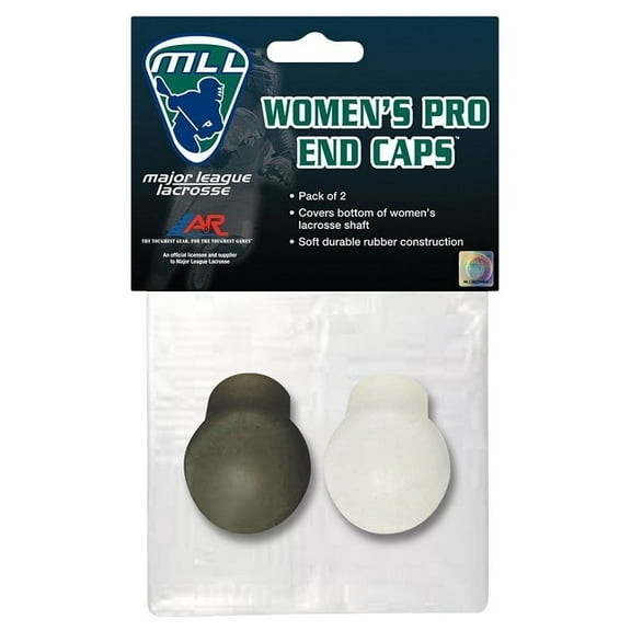 A&R MLL 2 Pack Womens Lacrosse Stick Soft Rubber Pro End Caps 1 Black, 1 White