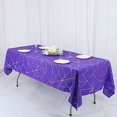 thumbnail image 4 of BalsaCircle 60" x 102" Purple Gold Metallic Geometric Design Polyester Rectangle Tablecloth, 4 of 8