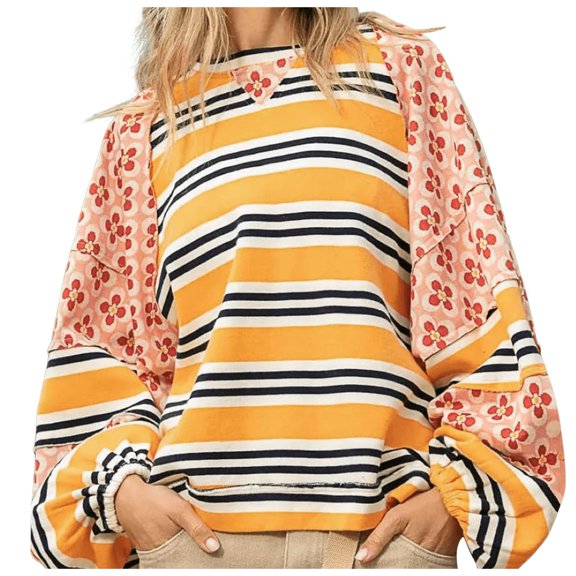 Women's Knit Blouse Soft Puff Long Sleeve Shirt Tops Lightweight Round Neck Pullover Sweater Blouses for Women Dressy Tunic Tops Casual Fall Shirts